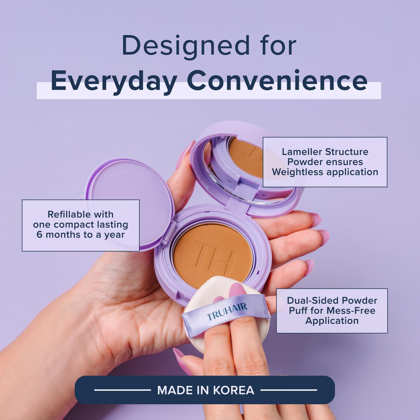 TRUHAIR Root & Scalp Cover Up Pressed Powder Compact, Waterproof, Weightless Hair Coverage & Bald Spot Concealing, Root Touch Up Hair Color for Gray Coverage & Thinning Areas, 0.35 Oz (Light Brown)