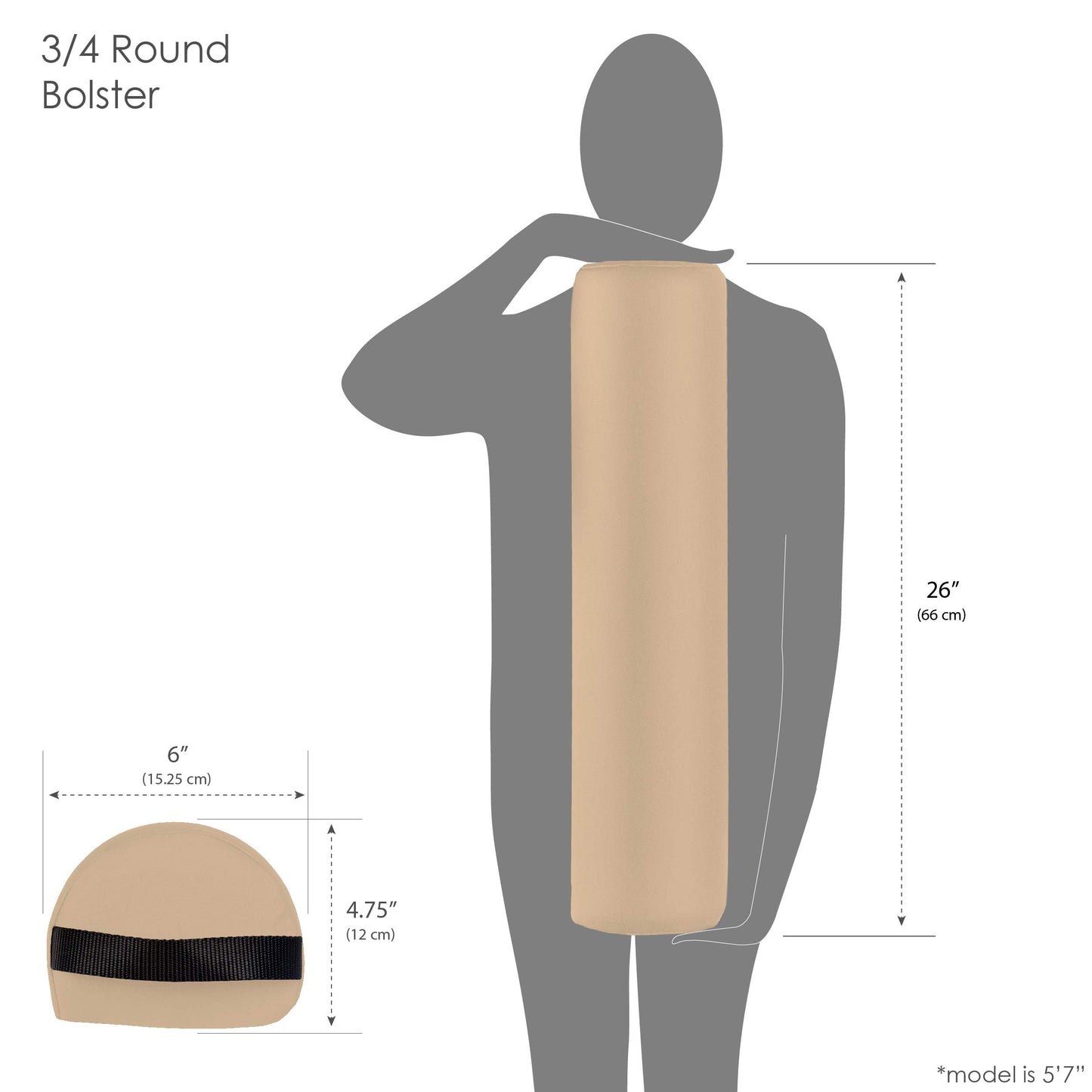 EarthLite Massage Bolster Pillow 3/4 Round – Durable, Easy to Clean 100% PU Upholstery incl. Strap Handle/Professional Quality CFC-Free/Back Pain Relief, Amethyst