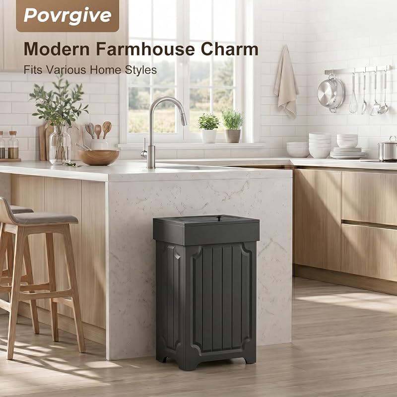 Dog Proof 13 Gallon Kitchen Trash Can with Lid - Black (Pet-Proof, Stable Design)