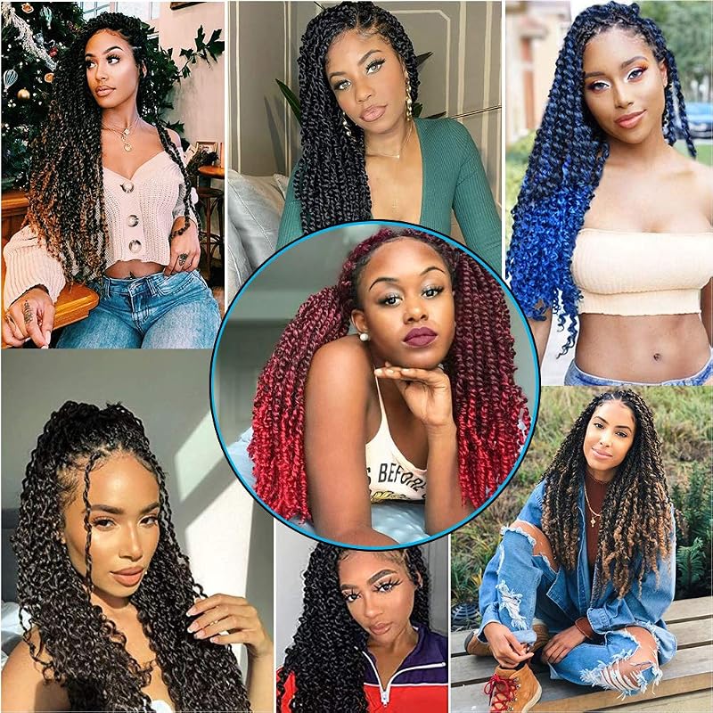 Passion Twist Crochet Hair 18in - 6 Pack Ombre Purple Water Wave for Butterfly Locs T1B/Purple