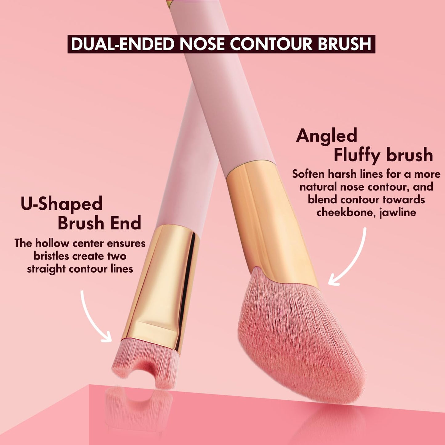 2-In-1 Nose Contour Brush, Dual-Ended U-Shaped & Angled Fluffy Brush, Makeup Contour for Nose Sculpting and Defining