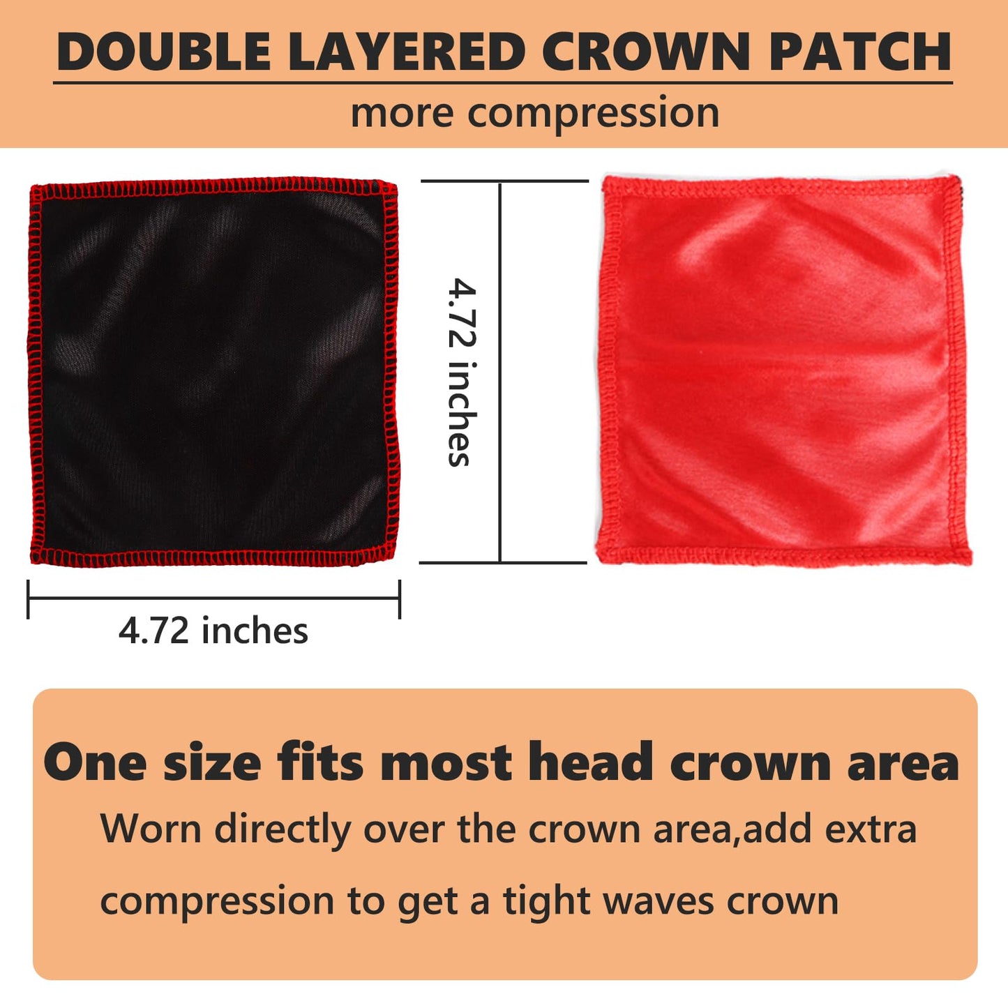 2 Pcs Double Layer Crown Patch for Waves,Wave Crown Patches for 360 Waves Crown Compression