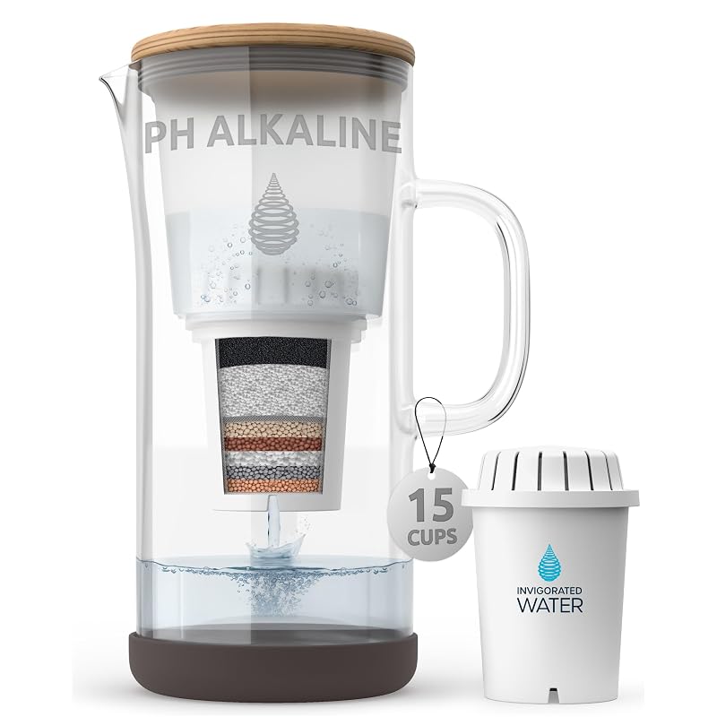 Invigorated Water pH Restore Glass Alkaline Pitcher – 15-Cup, Variation 95