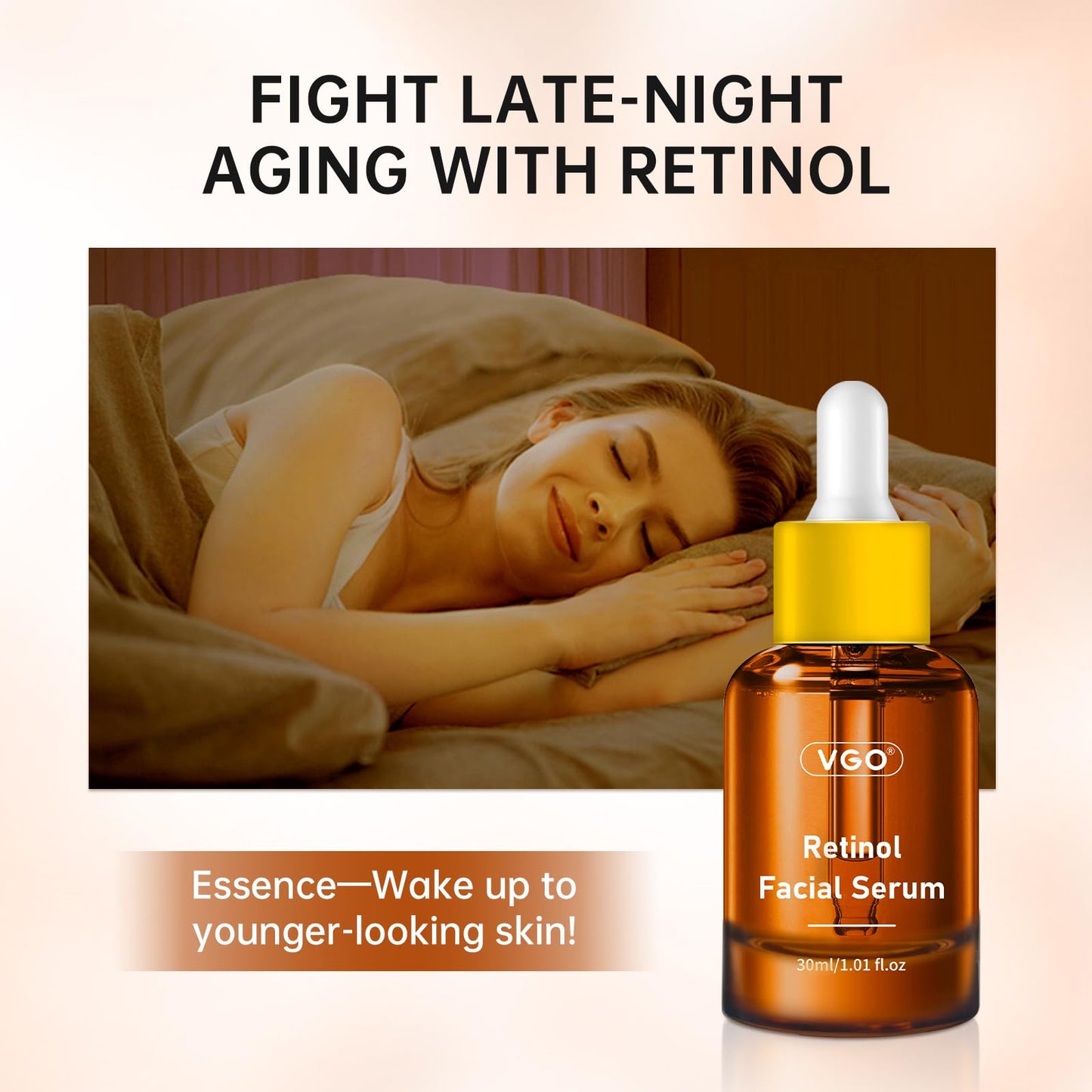 VGO Retinol Serum for Face, Resurfacing Retinol Serum with Hyaluronic Acid, Niacinamide and Ceramides, Hydrating and Refreshing, Wrinkle Smoothing, Suitable for Sensitive Skin (1 pack)