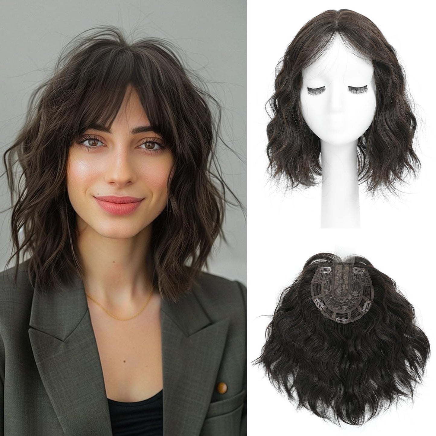 UDU 11inch Hair Topper for Women, Lightweight & Breathable Wiglet for Thinning Hair, Natural Look Volume Booster Hairpiece for Coverage, Ideal for Summer Wear
