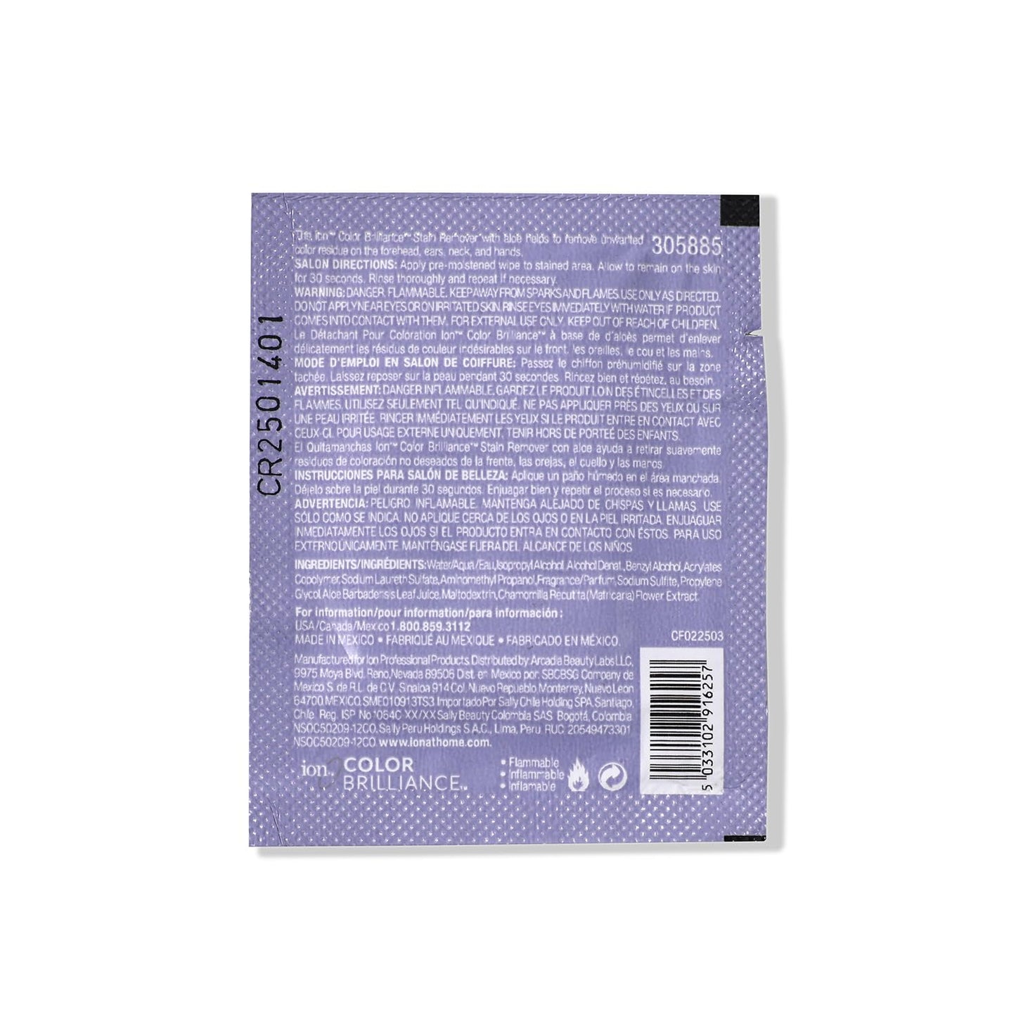 ion Concentrated Hair Color Stain Remover Liquids, 1 OZ Packet