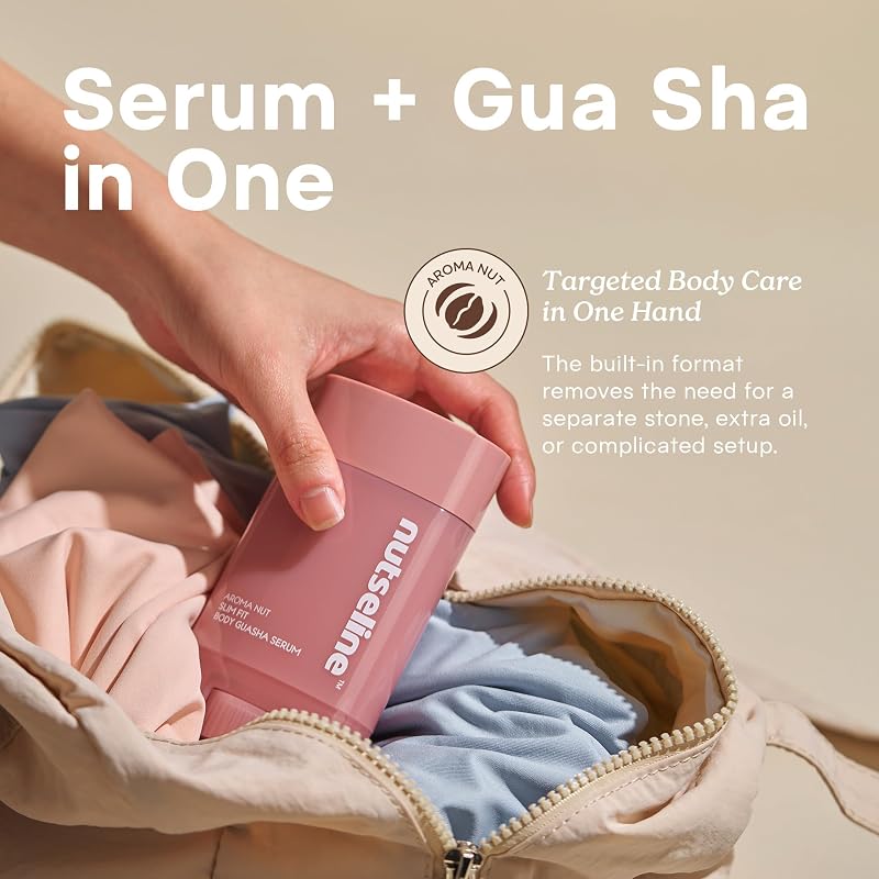 Nutseline Body Firming Serum with Built-In Gua Sha Tip, 60 ml – Niacinamide 3%, Neck & Body Contouring Oil-Serum