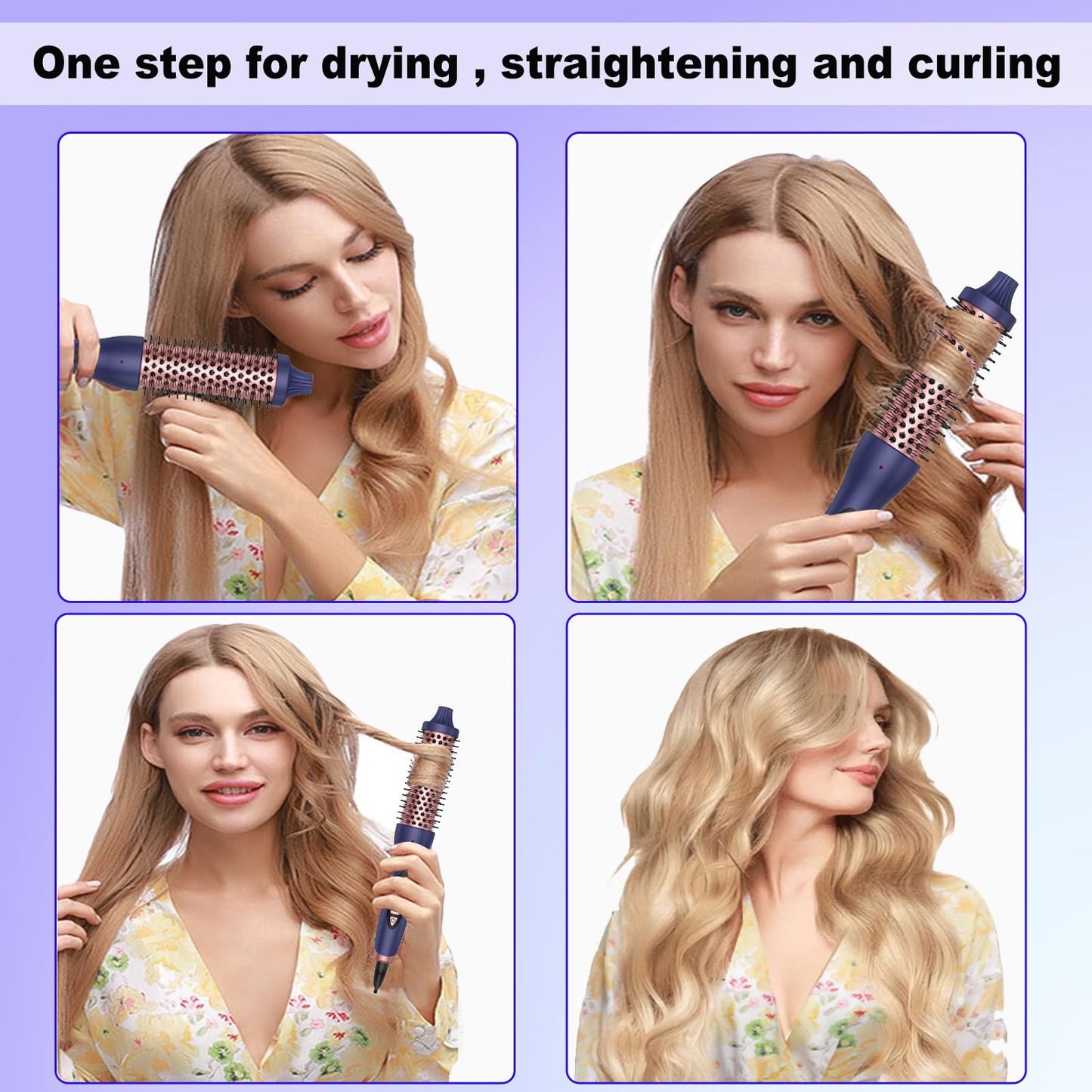 1.5 Inch Thermal Brush, Hot Round Brush for Straightening, Curling & Detangling, Heated Curling Brush, Fast Heating, 9 Temper Setting, Perfect for Travel & All Hair Types (Blue)