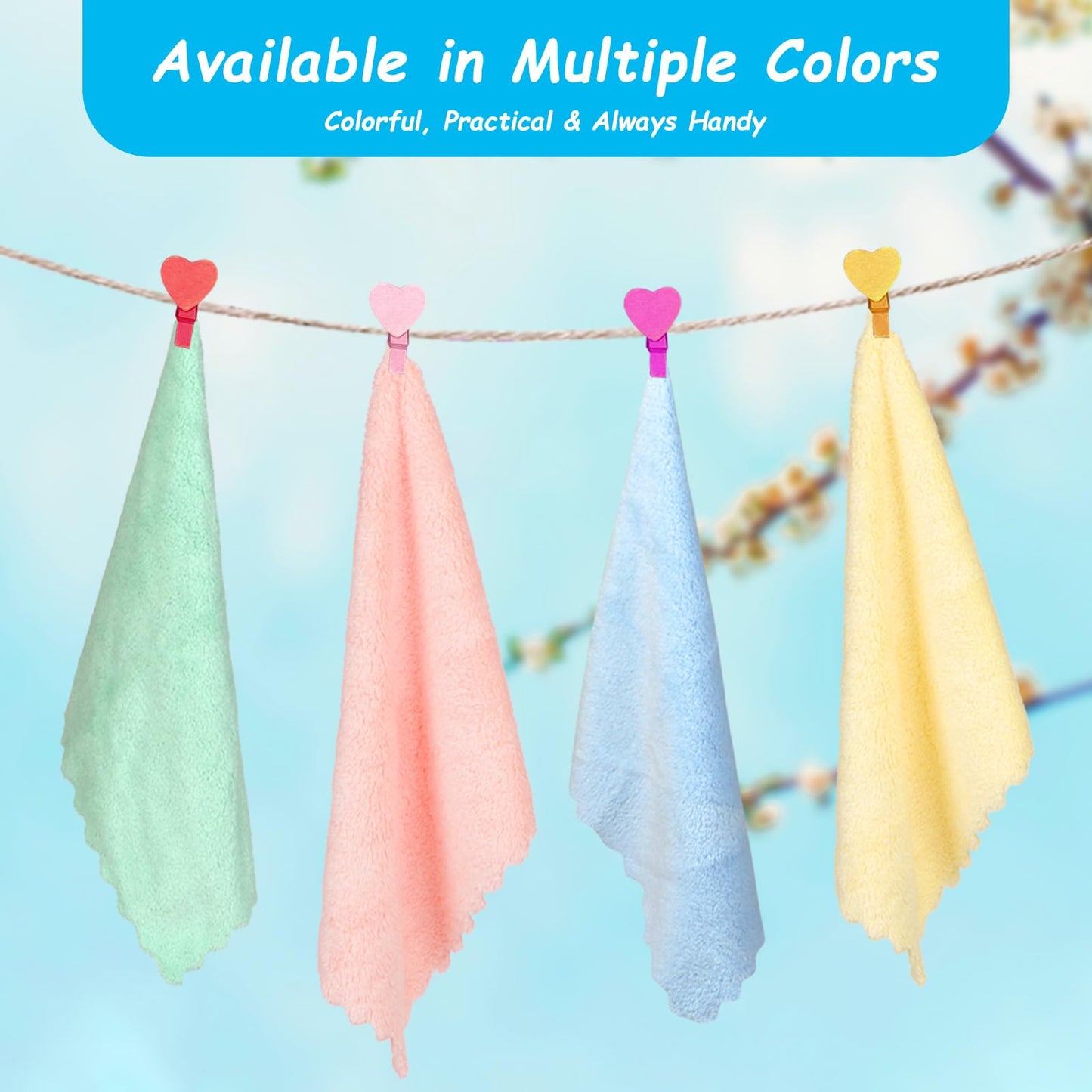 16 Pack Soft Coral Fleece Small Washcloths, 7x9 Inch Highly Absorbent Face Towel, Multi-Purpose Wash Cloths