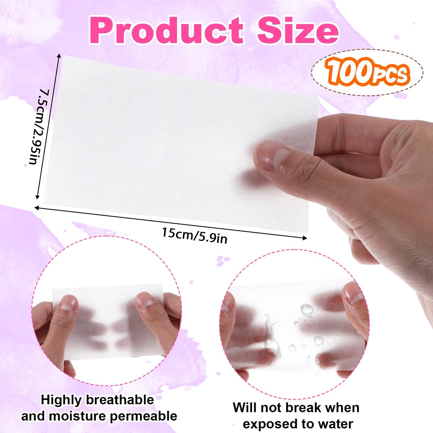 100PCS Disposable Salon Perm Papers, Thin End Papers for Hair Perm, High Temperature Resistance Hair Wrapping Paper Hairs Curling Paper Styling Accessories for Homes Cold and Hot Perms (15 X 7.5cm)
