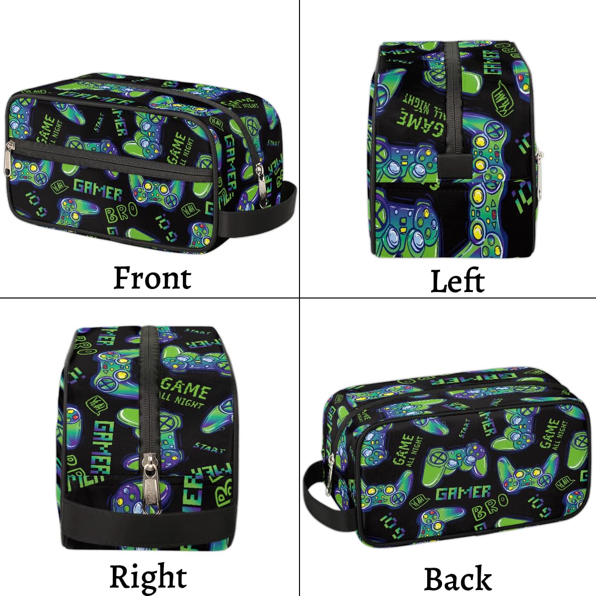 LLCXCSI Travel Toiletry Bag for Boys Kids, Waterproof Hanging Dopp Kit for Men, Shaving Bag with Large Capacity for Travel, Sports, Shower (Blue Video Game)