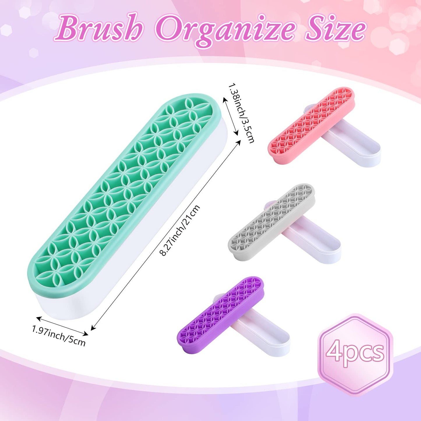 Frienda 4 Pcs Silicone Makeup Brush Holder Stand Multipurpose Cosmetic Travel Storage Box Painting Pen Brush Organizer Desktop Makeup Brush Drying Rack for Brush, Eyeliner Pencil Art (Multicolored)