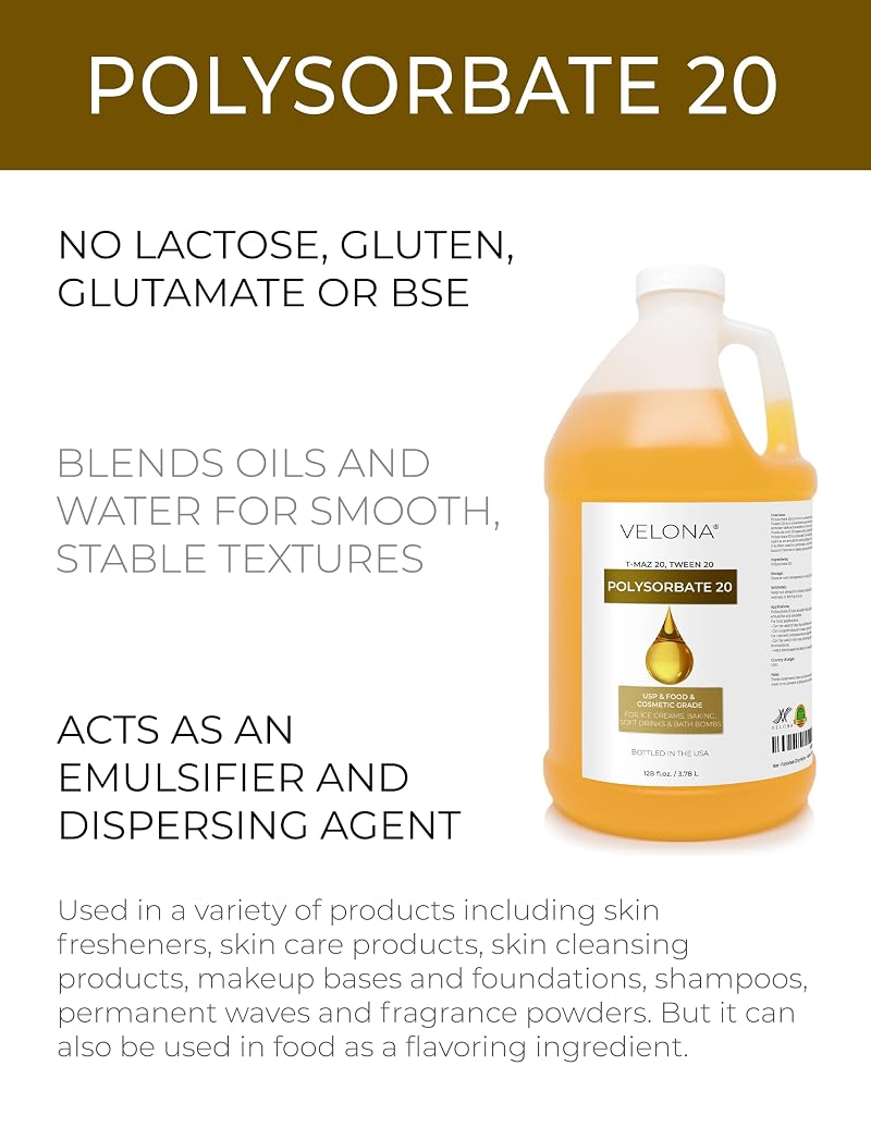 Polysorbate 20 - 64 Fl Oz (Pack of 1) Food & Cosmetic Grade USP - Solubilizer for Cosmetics & Food