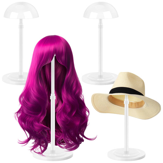 Tatuo 4 Pcs Wig Holders, 9.8"-18.9" Adjustable Height Wig Head Stand Portable Hat Display Holder Storage for Multiple Travel Wigs Styling Practice women DIY Head Stand Non Slip Stable(White)