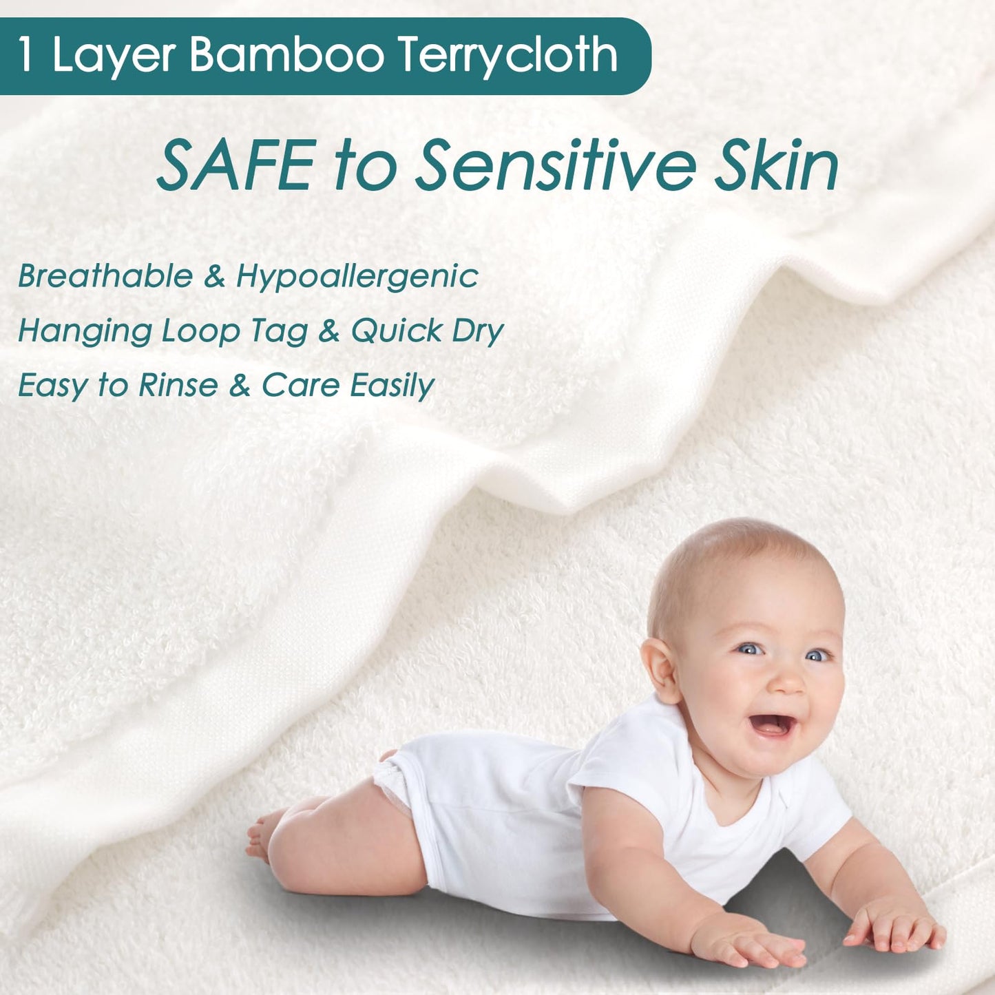 JEFFSUN Face Towels 6 Pack, 13x13 inch Extra Large White Wash Cloths on Sensitive Skin, Super Soft and Skin Friendly Bath Washcloths for Face and Body, Easy to Clean Quick Dry Facial Cleansing Cloths