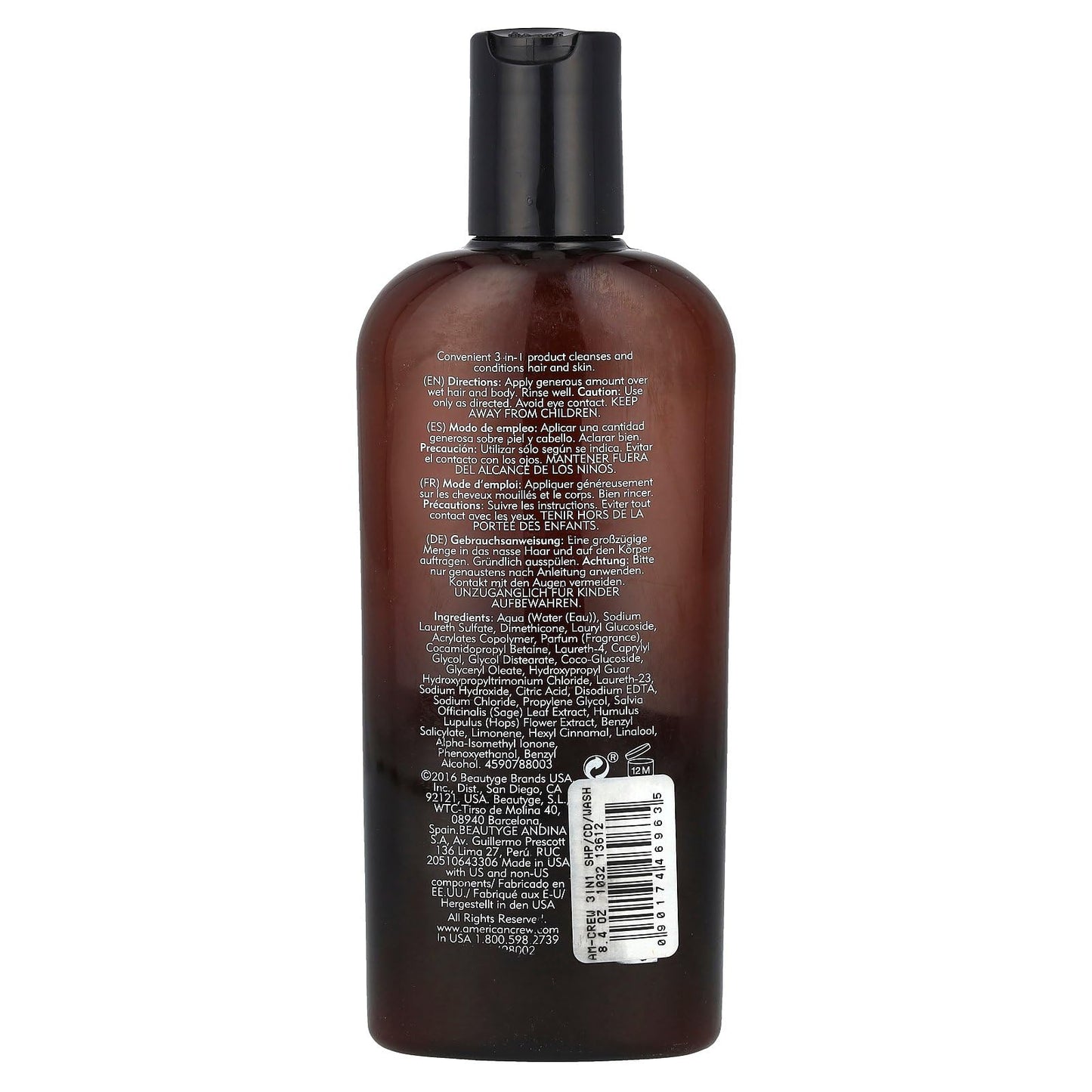 American Crew 3-in-1 Shampoo, Conditioner, Body Wash, 8.45 Ounce