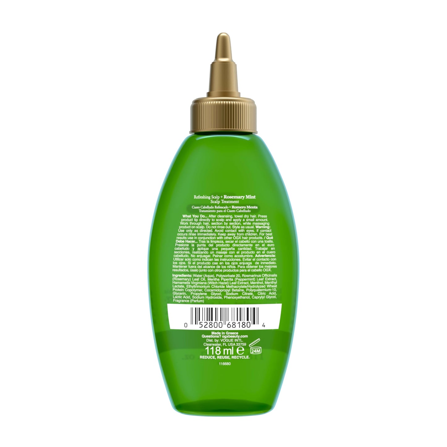 OGX Extra Strength Refreshing Scalp + Rosemary Mint Dry Scalp Treatment, Refreshing Scalp Treatment to Help Remove Buildup, Minty Leave-In Treatment for Shiny Hair, 4 fl. oz