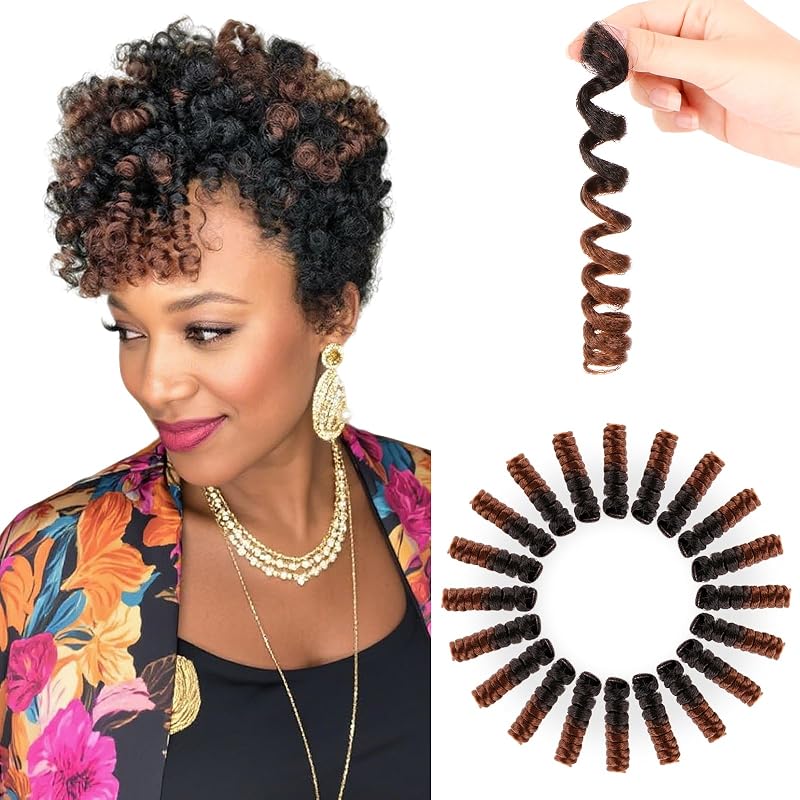 BECUS 20 Inch Jamaican Curly Crochet Hair Bundles, 3 Packs, Black Brown 1B/30 – 60 Roots