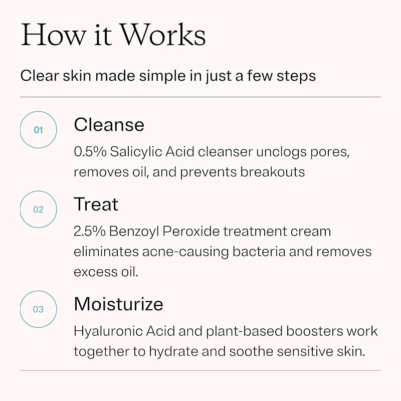 3-Step Acne Treatment Kit with Benzoyl Peroxide 2.5% — 60 Day Supply, 2 Count