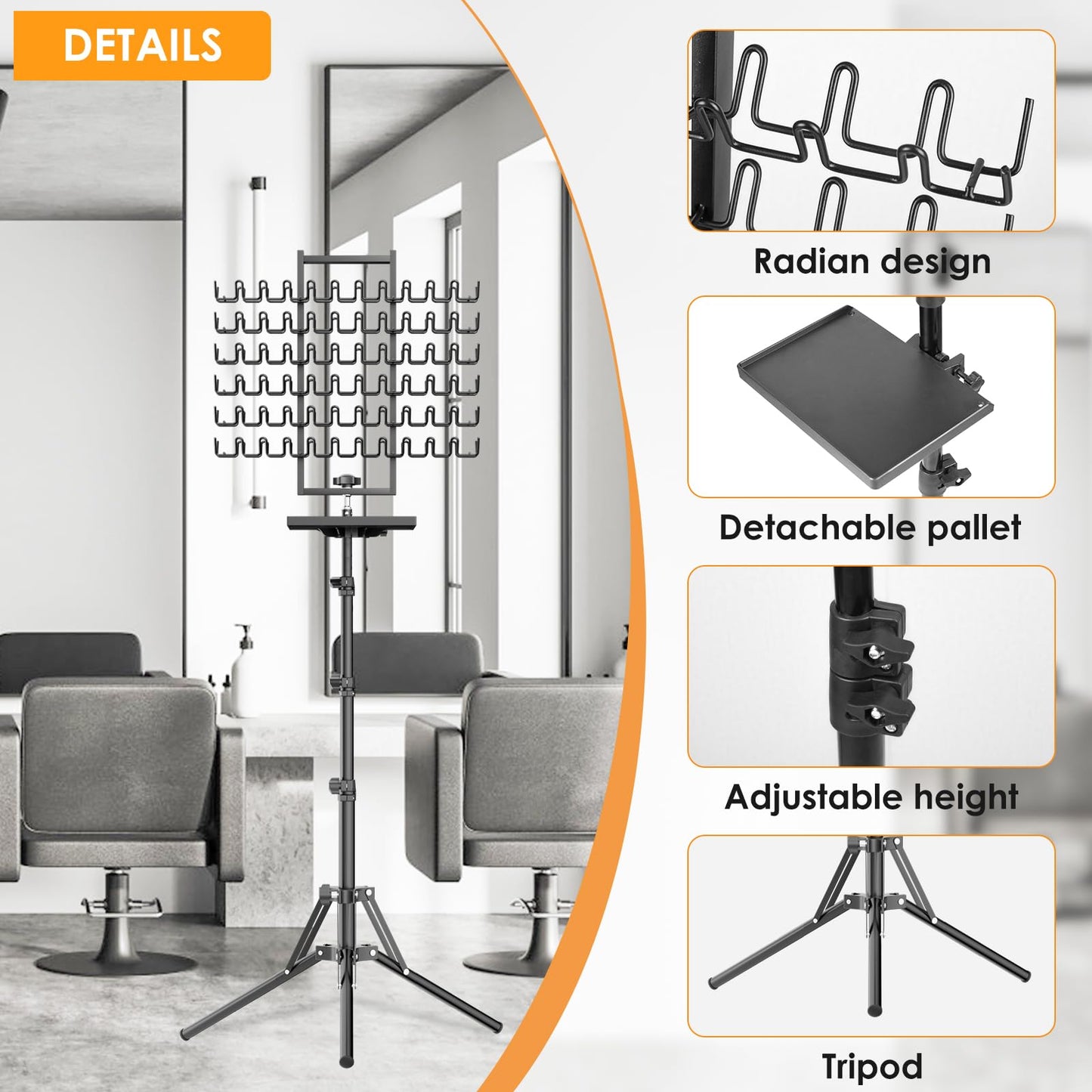 WISIMMALL Adjustable Braiding Hair Rack with 144 Pegs and 2-Side Metal Holder. Includes 6 Hair Clips and 2 Combs for Salon Use