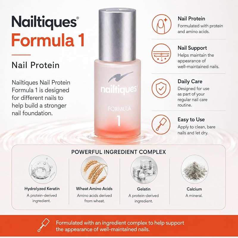 Nailtiques Formula 1 Nail Protein 0.5 oz, 2-Pack (Variation: 0.25 oz Pack of 2)