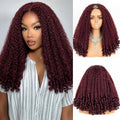 Burgundy Afro V Part Curly Wig 20 Inch - Kinky Textured Synthetic Hair for Women