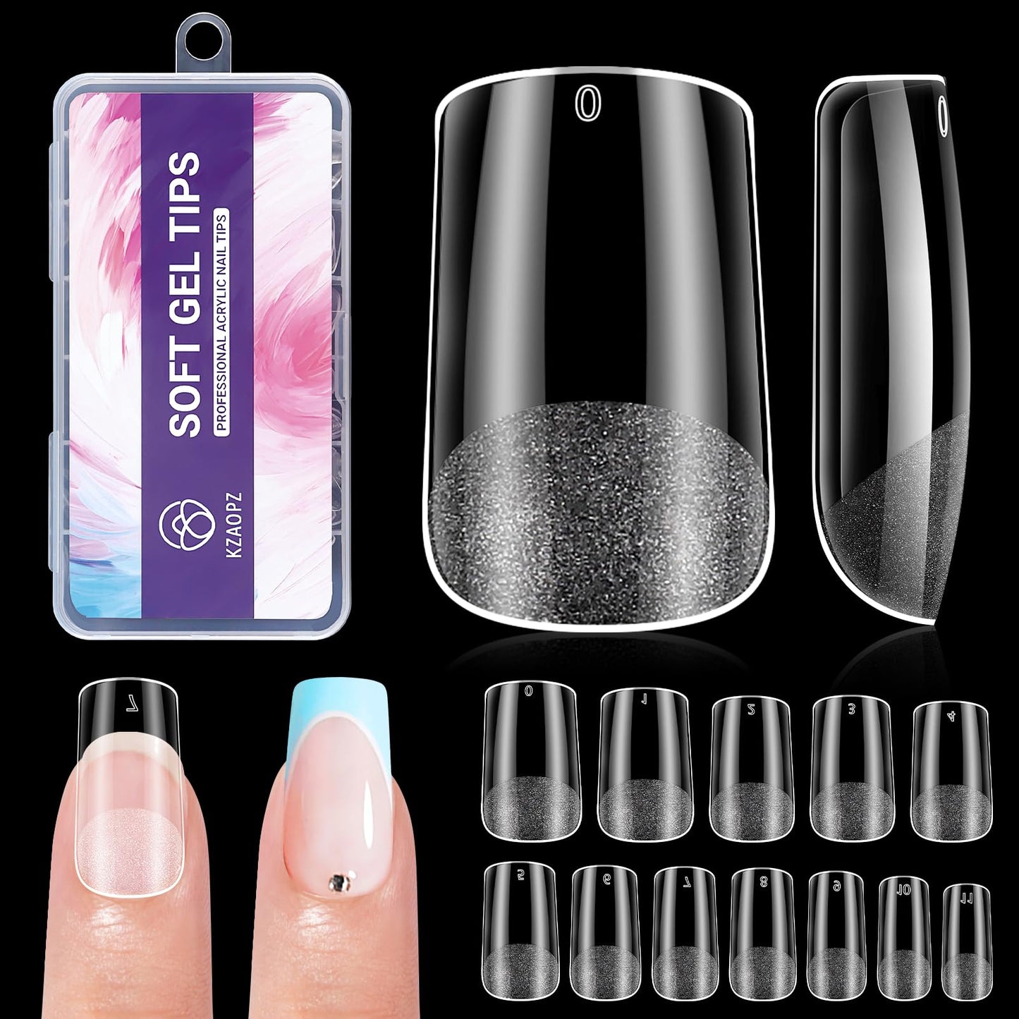 Short Square Gel Nail Tips: 240 PCS Pre-Shaped Full Cover False Square Nails Tips Acrylic Clear Fake Nails Extension for Nail Manicure Home DIY Women 12 Sizes