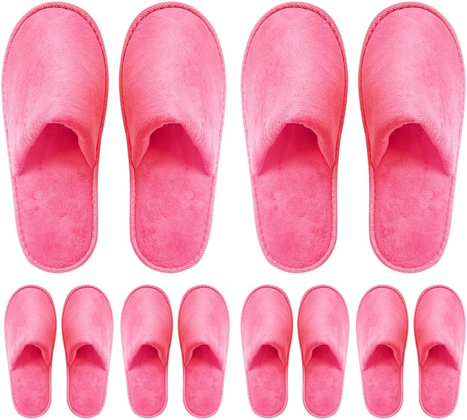 Non-Slip Disposable Slippers - 2-6 Pairs, Washable Velvet Closed Toe for Guests, Hotel & Spa