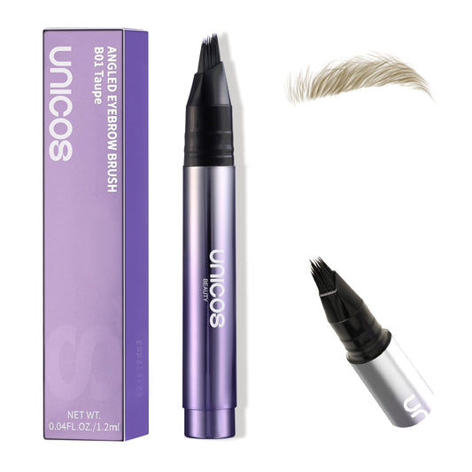 Unicos Eyebrow Pen, Angled Brow Brush, Eyebrow Pencils for Women, Natural Brow Pen, Hair-Like Strokes, 24hrs Long-Lasting, Waterproof, Smudge-Proof, Easy to Use, Multiple Uses, Gifts for Her, Taupe
