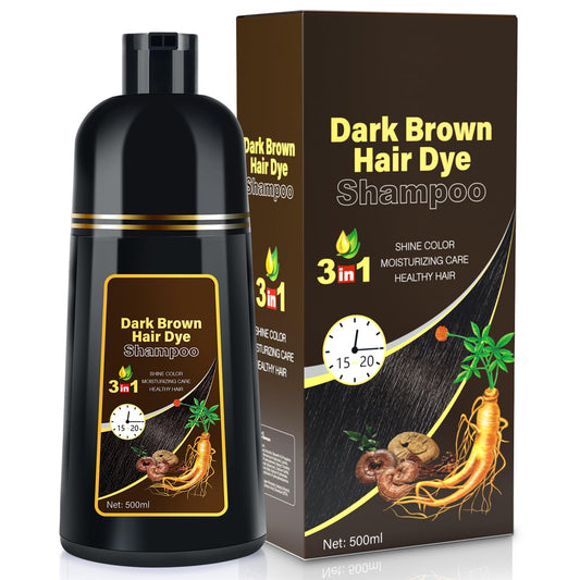 BELEZALIB Dark Brown Hair Dye Shampoo, Hair Color Shampoo 3 in 1, Semi-Permanent Gray Hair Coverage for Woman & Man, Mild Formula, Lasts 30 Days(16.90 oz)