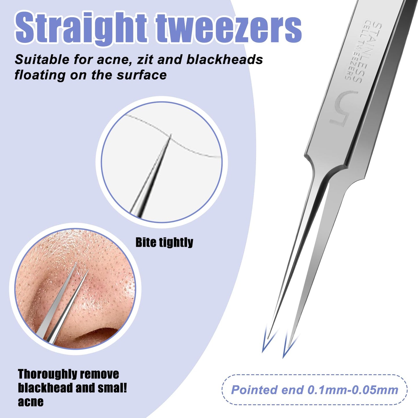 Wanmu 7Pcs Blackhead Remover Tool Comedone Extractor, Stainless Steel Acne Removal Kit, Pimple Popper Tool with Case for Nose Face Skin, Blemish, Whitehead Popping, Zit Removing