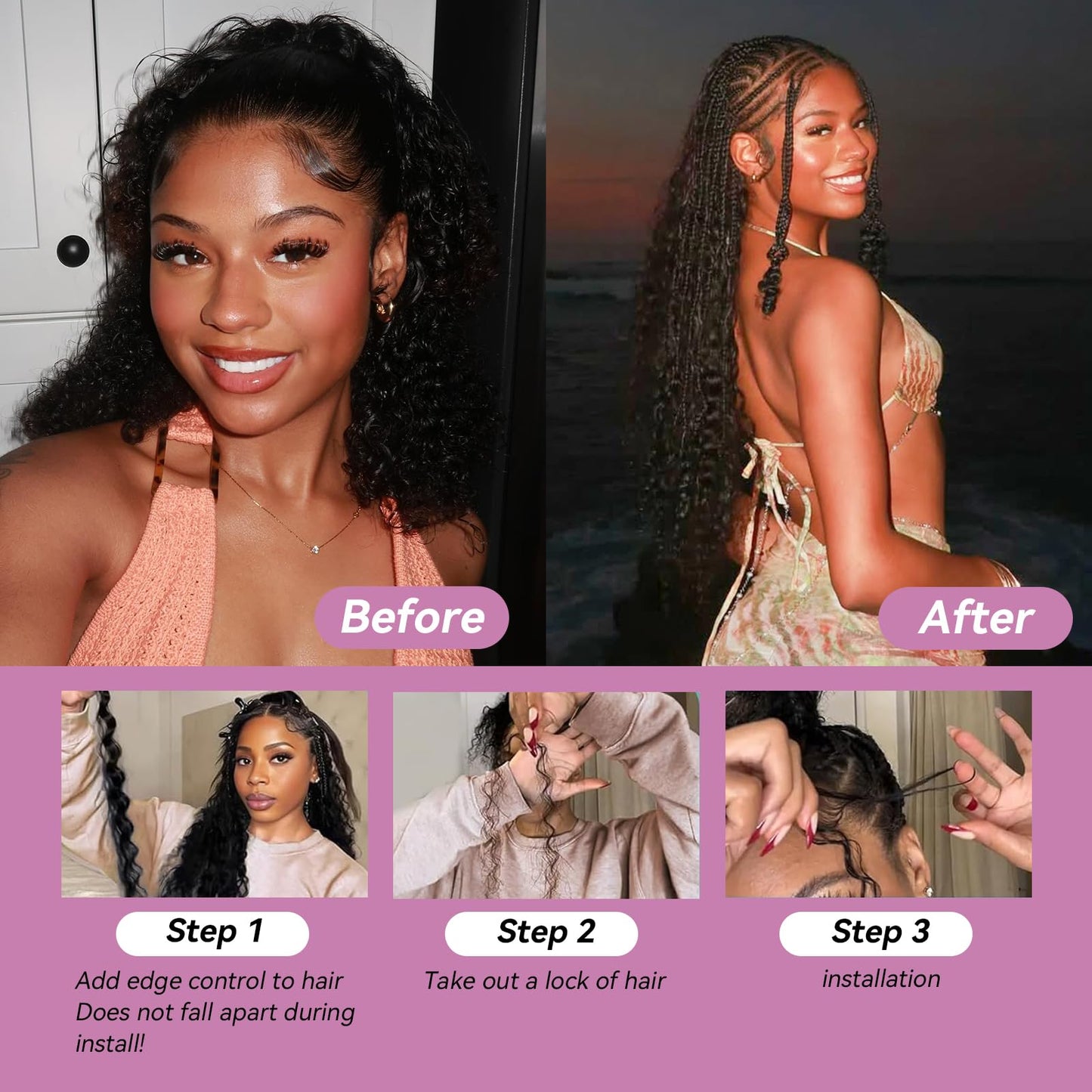 Human Braiding Hair for Boho Braids Human Hair 50g 1 Bundle 26 Inch 12A Deep Wave Boho Hair for Braiding No Weft Natural Color Bulk Human Hair