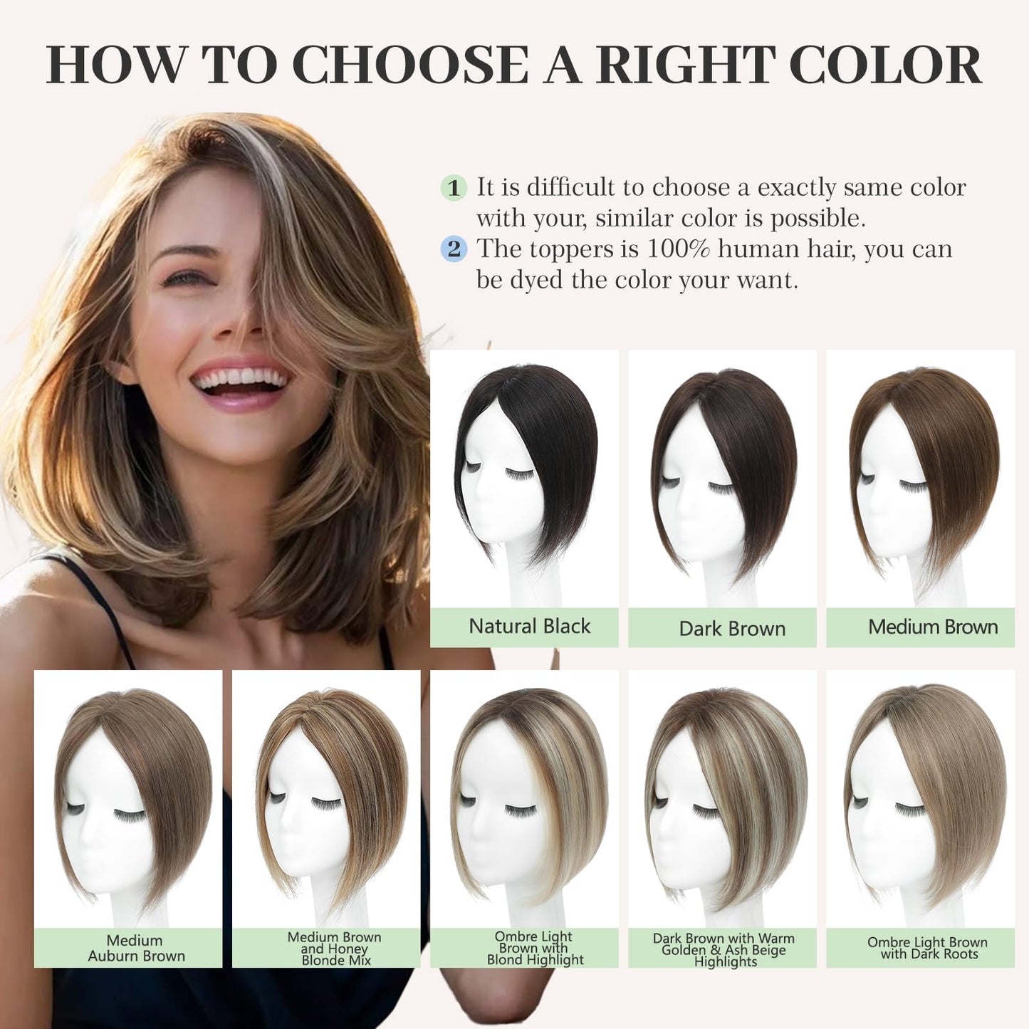 SEA SINGING Hair Toppers for Women Real Human Hair Upgrade Swiss Base Hand-Tied Invisible 10 Inch Toppers Hair Pieces for Women(2#)