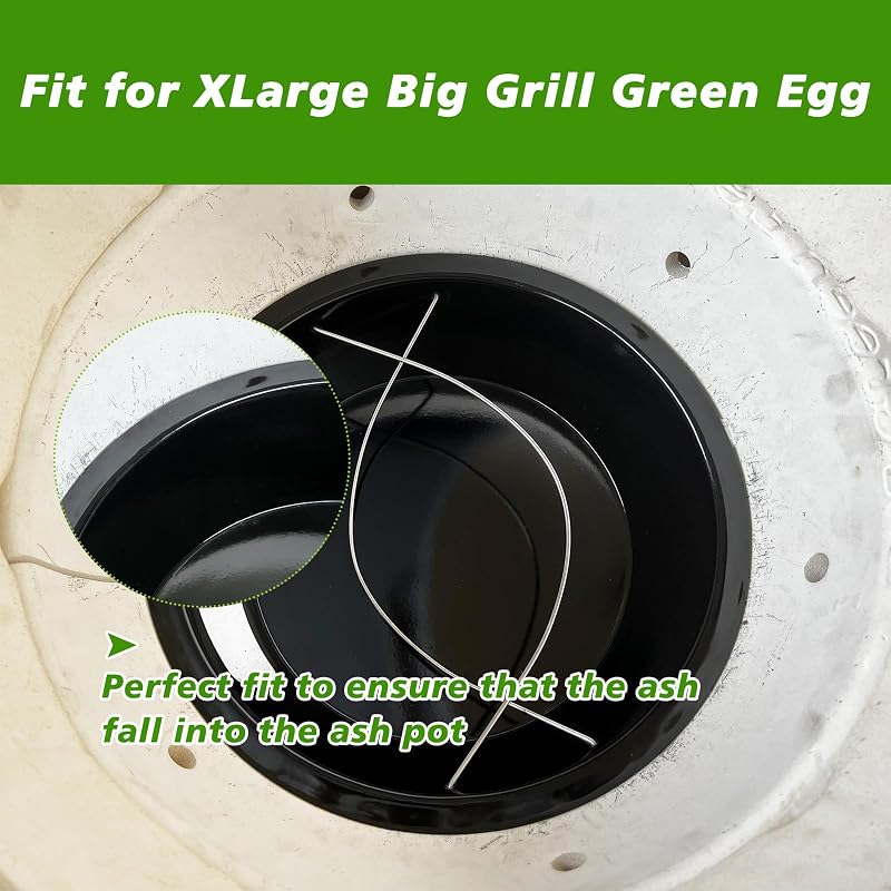 Ash Can with Folding Handle for XLarge Green Egg – Carbon Steel Enamel Coated Ash Pot