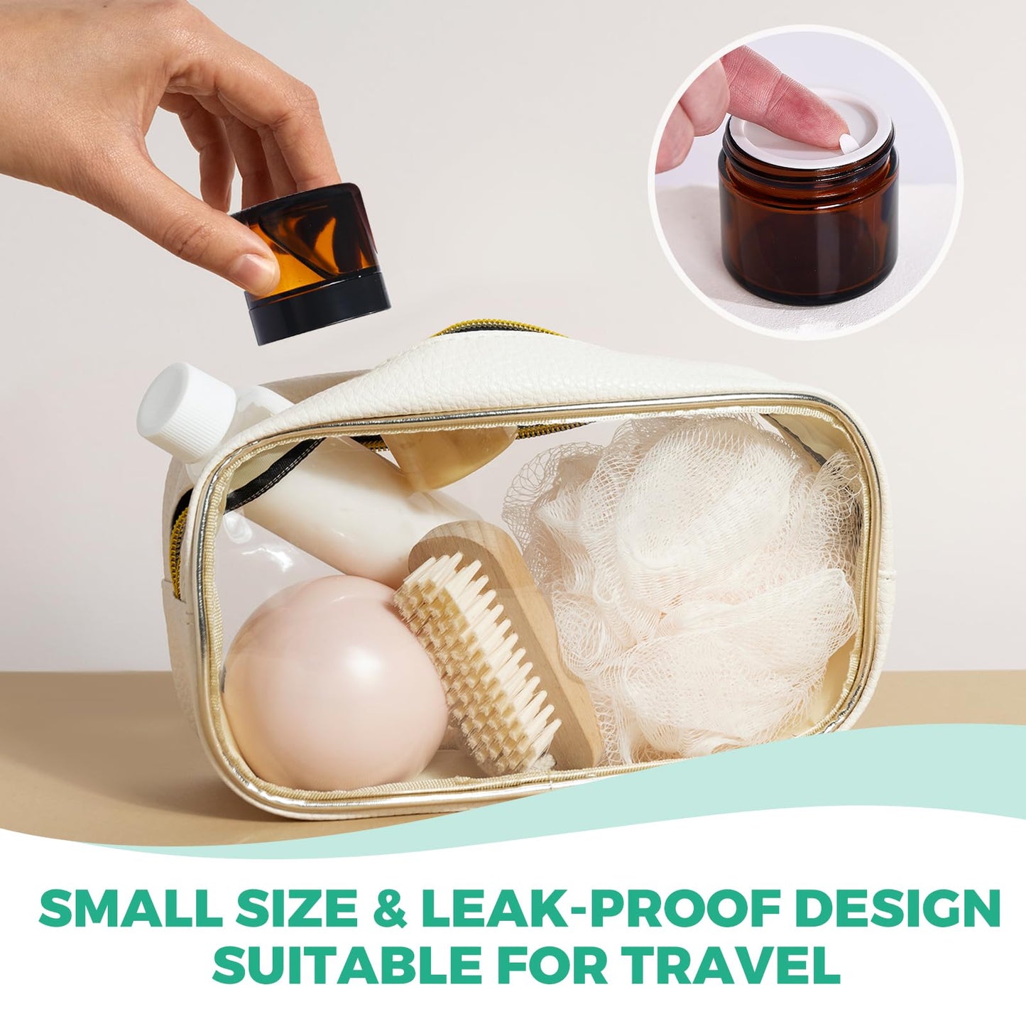 Jarsoph 2OZ Amber Glass Jars with lids, 36 Pack Empty Cosmetic Jars, Refillable Airtight Wide Mouth Container for DIY, Sample, Cream, Lotion, Candle Making, Powder, Cosmetic