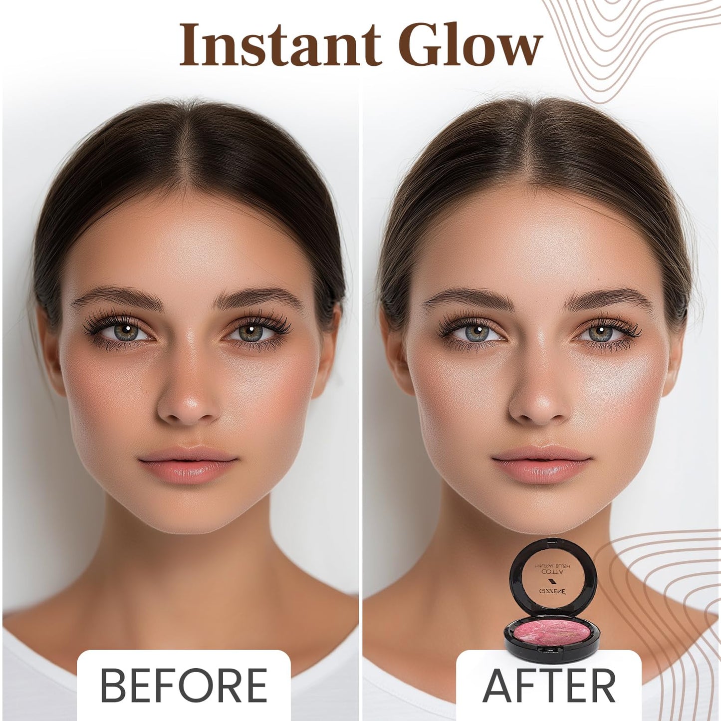 Gizzene Mineral Blush Powder – Medium Coverage Terracotta Blush for Cheeks & Face with High Pigments for Shiny, Healthy Natural Finish – Buildable, Sweat Proof Makeup Blush (Pink Marble)