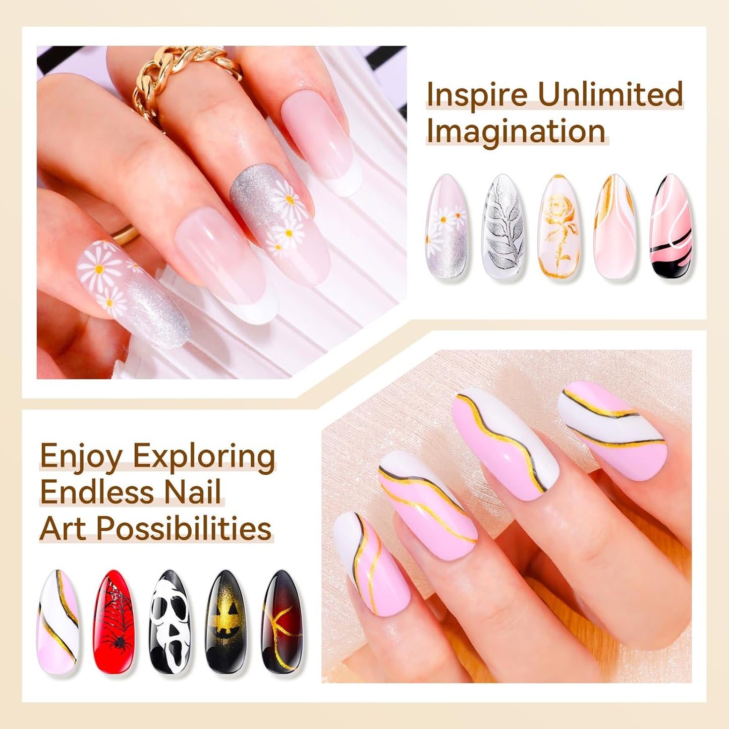 Ombre Gel Nail Polish Kit - 6 Colors for Gradient Blush Effect | Upgrade Pat Painting Gel with Sponge & Brush for Winter Manicure