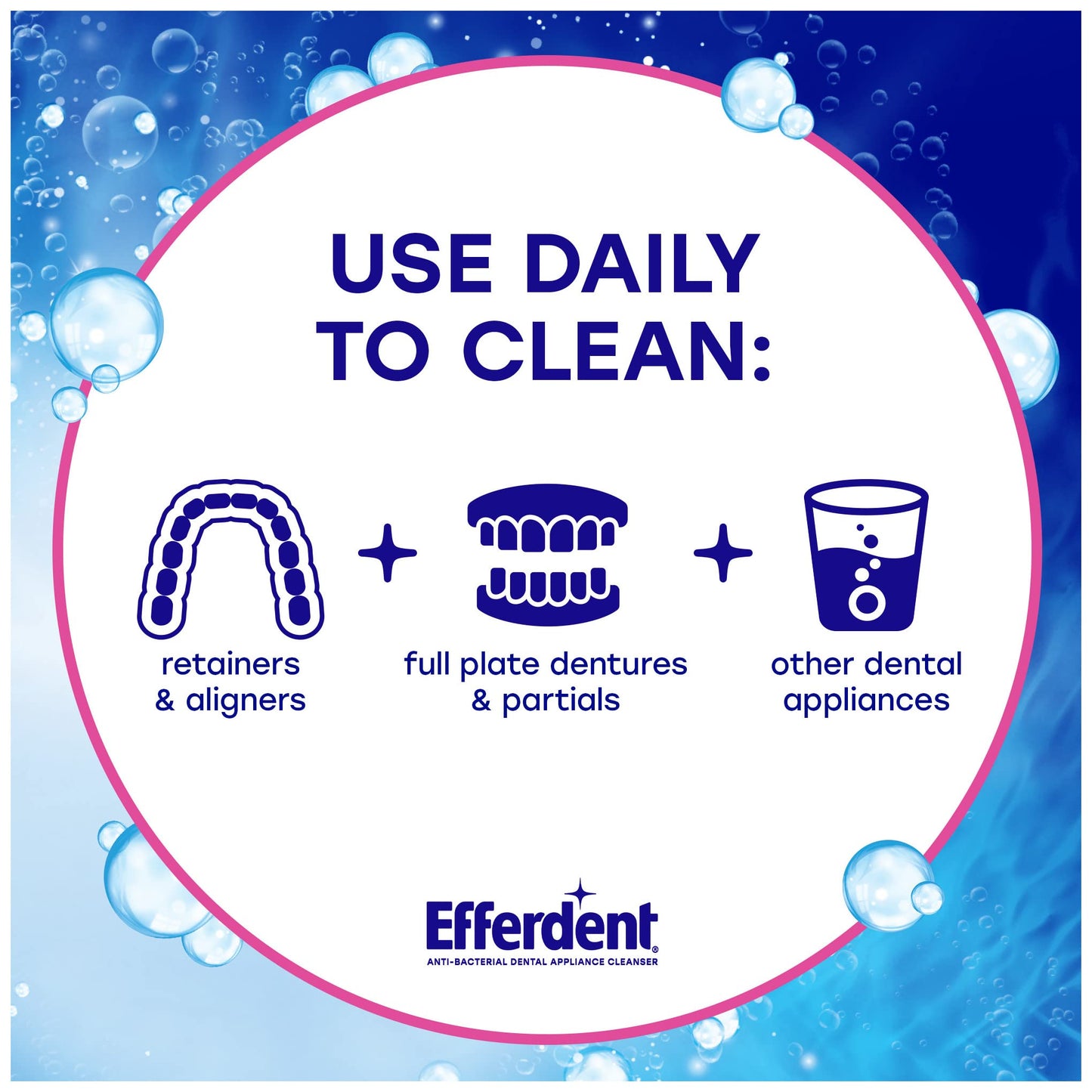 Efferdent Retainer Cleaning Tablets, Denture Cleanser Tablets for Dental Appliances, Complete Clean, 126 Tablets