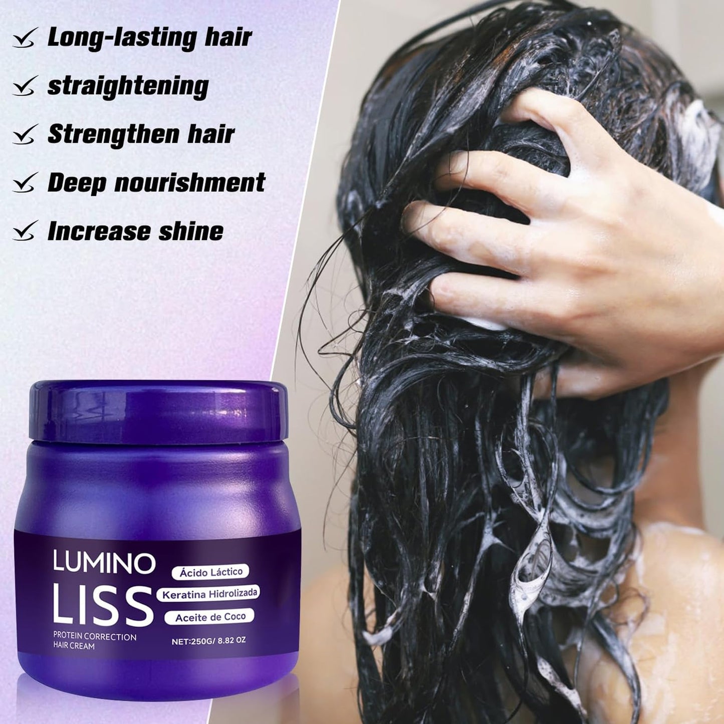 Lumino Liss Alisado, Alisado para Cabello Sin Formol LuminoLiss, Sin Formol Lumino Liss, Hair Straightening Cream, Restores Hair Natural Silkiness, Frizz-Free, Silky Straight Hair
