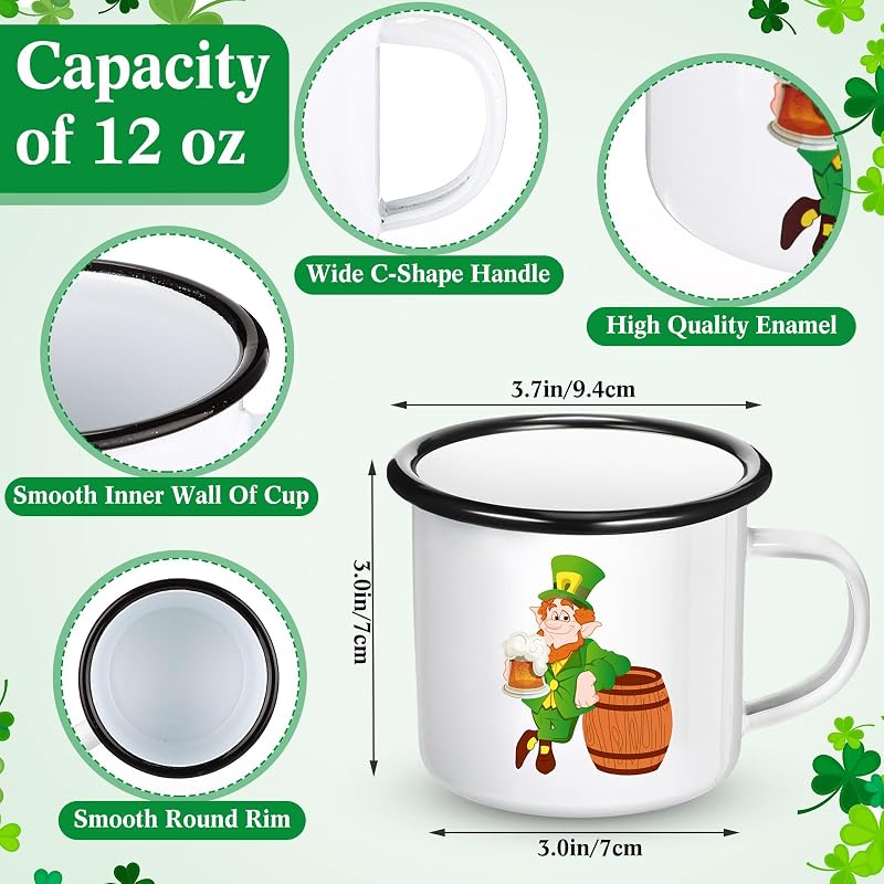 St Patrick's Day Gift Set - 18 Pcs Enamel Mugs, Makeup Bags & Shamrock Socks - Variation: St. Patrick’s Day