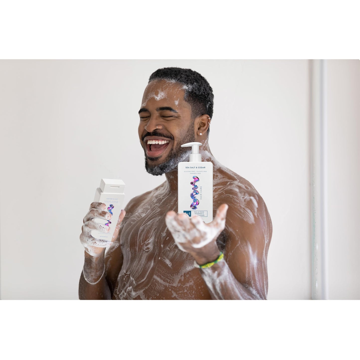 Hair and Body Wash - 2 in 1 Shampoo and Conditioner And Body Wash - Sea Salt & Cedar - Contain Naturally Derived Ingredients | All Hair - 16.5 and 18 FLOz - Pack Of 02