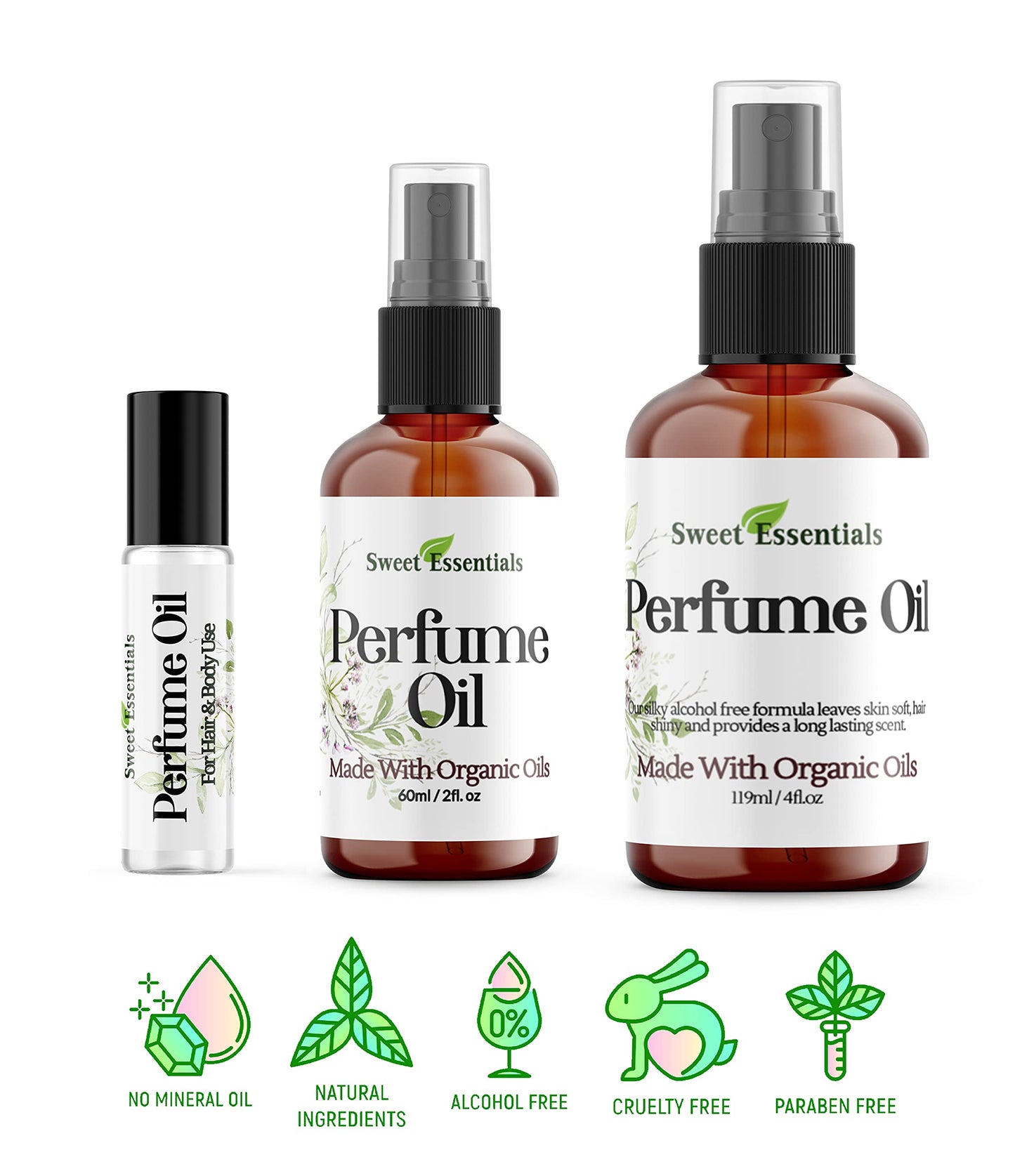 Sweet Essentials BACCARAT ROUGE-540 - (MFK Type), Fragrance - Perfume Oil, Made with Organic Oils, 2oz, Spray on Perfume Hair & Body Oil - Alcohol, Silicone & Preservative Free