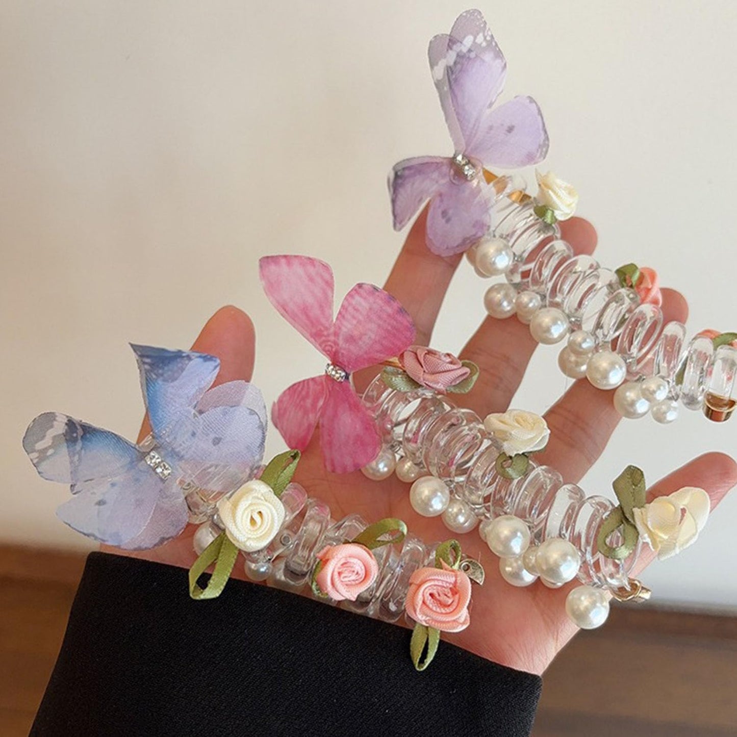 4 Pieces No Damage Soft Elastic Spiral Hair Ties, 2025 New Spiral Coils, Twisted Hair Wire Pony Hairwire, Twisted Hair Wire Pony Hairwire for Women, Phone Cord Hair Bands for Women & Girls (4 Pcs-B)