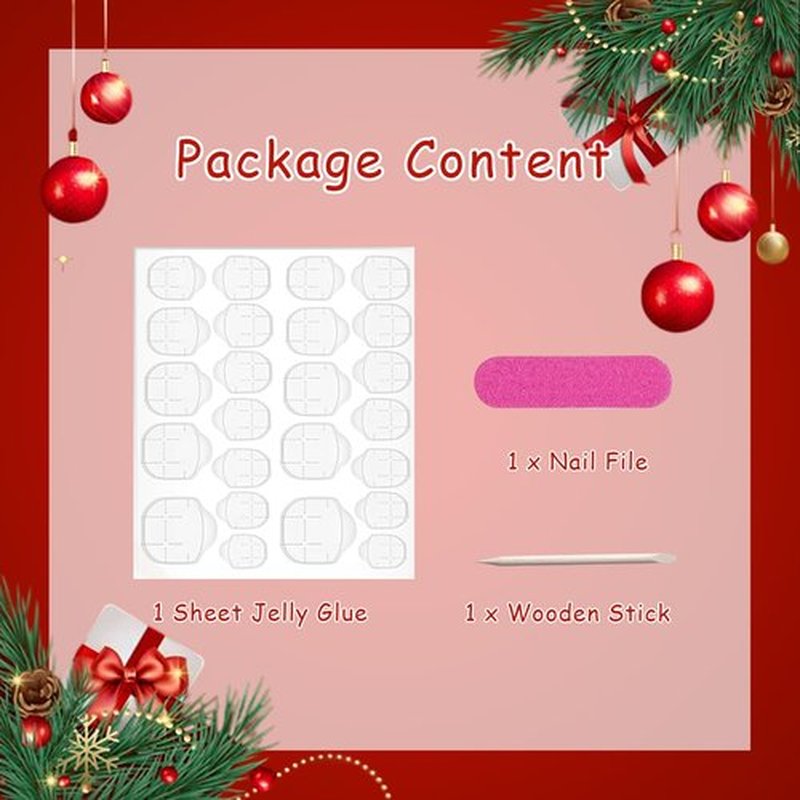 Christmas Black Press on Nails Short Square Fake Nails with White Snowflake Starry Night Designs Glossy Coffin False Nails Cute Glue on Nails Holiday Artificial Stick on Nails for Women Girls 24Pcs