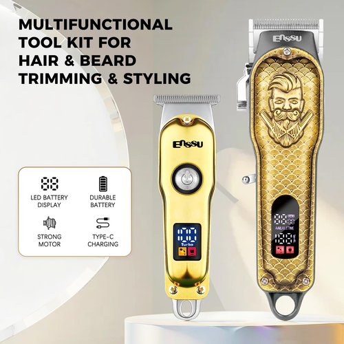 ENSSU Professional Hair Clippers for Men, Cordless Barber Clippers and Trimmers Set, Men's Hair Clippers for Hair Cutting with LED Display, Men's Grooming Kit
