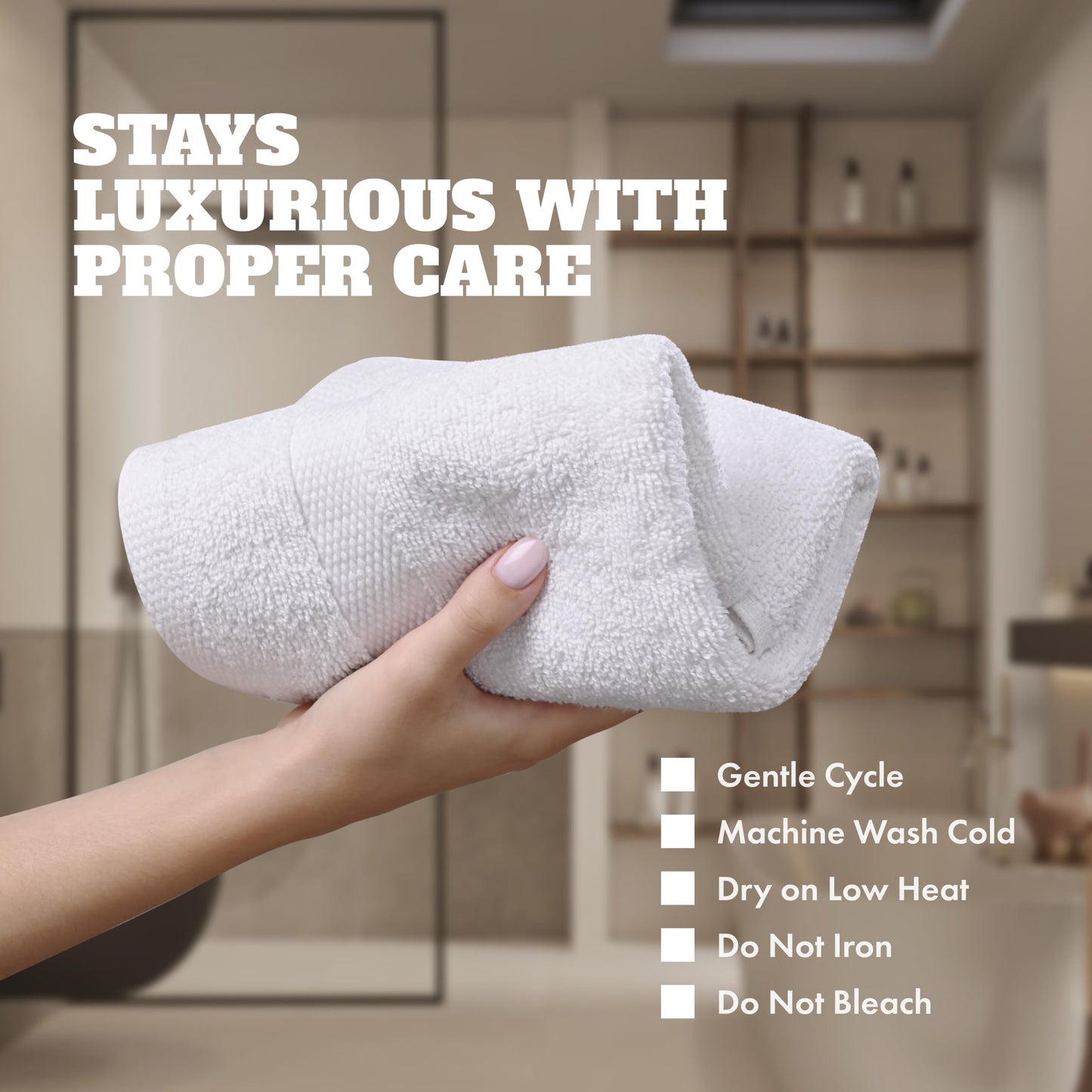 Wealuxe White Washcloths for Body and Face Towel, Cotton Wash Cloths Bulk 48 Pack, Flannel Spa Fingertip Wash Clothes 12x12 Inch, Soft Absorbent Gym Towels