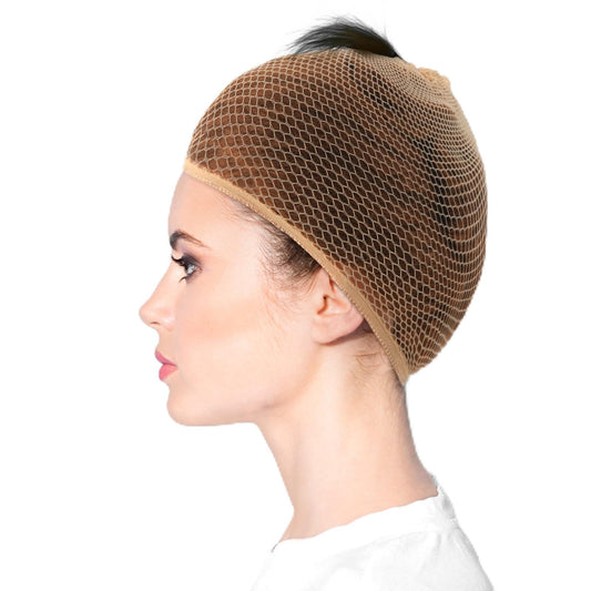 Yuxung 4 Pieces Equestrian Hair Net Women Ride Hair Net No Knot Cap Weaving Caps Wig for Long and Short(Light Brown)