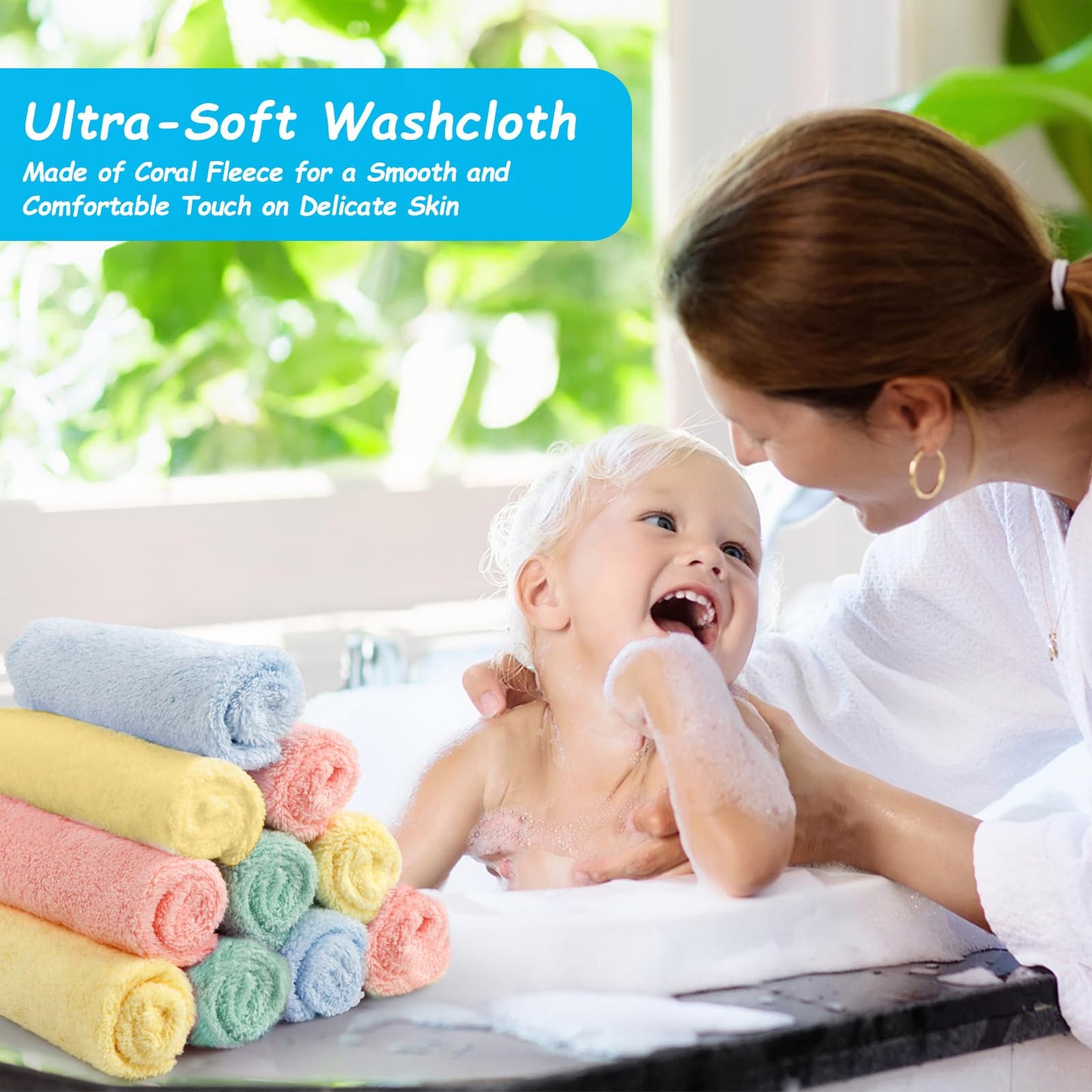 16 Pack Soft Coral Fleece Small Washcloths, 7x9 Inch Highly Absorbent Face Towel, Multi-Purpose Wash Cloths