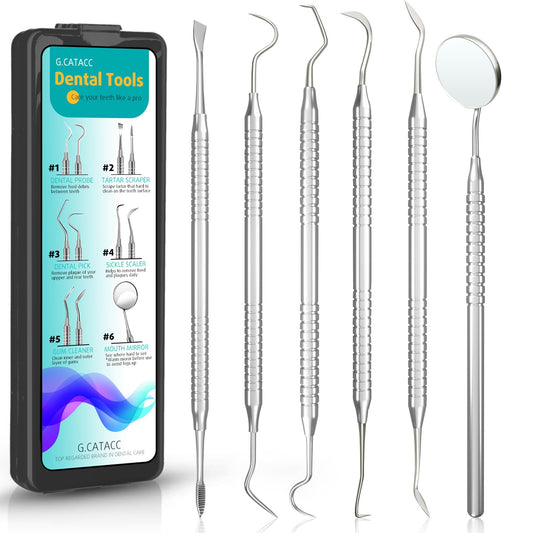 CATACC PRO Dental Tools, Dental Pick for Teeth Cleaning, Stainless Steel Hygiene Kit with Tooth Scraper Plaque Tartar Remover - with Case