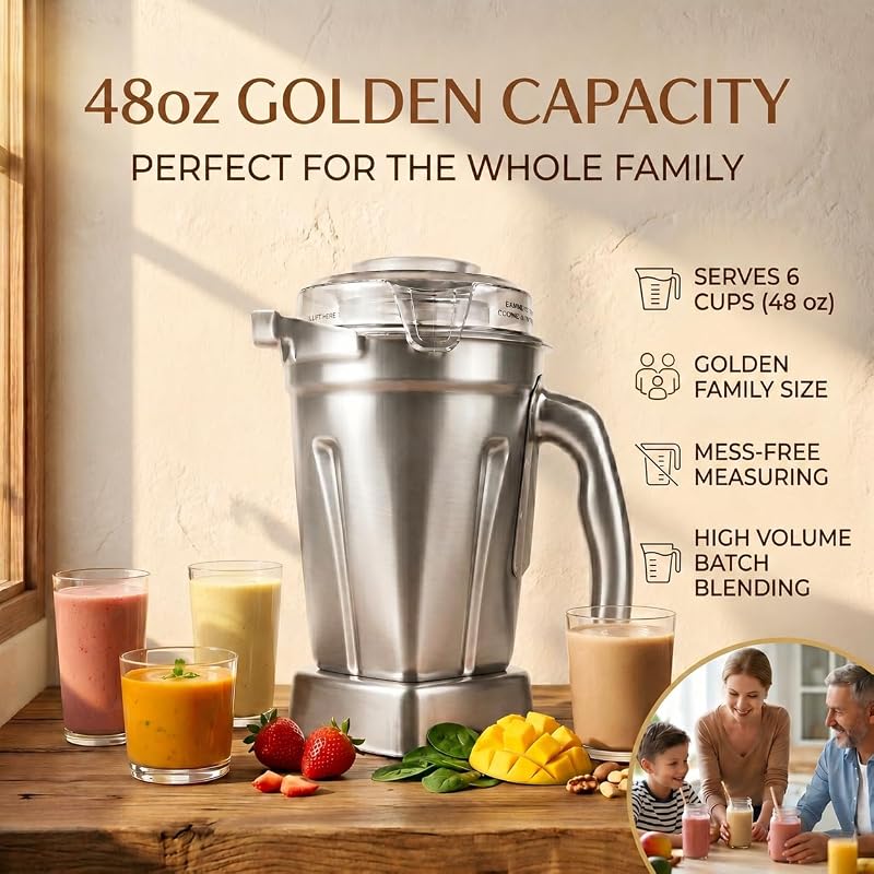48oz Stainless Steel Blender Pitcher Replacement for Vitamix